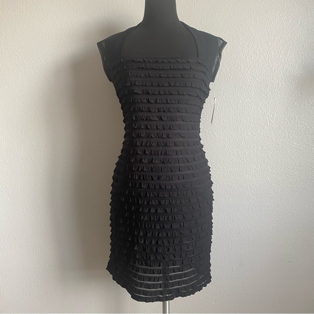 NWT BLACK RUFFLED BODYCON DRESS